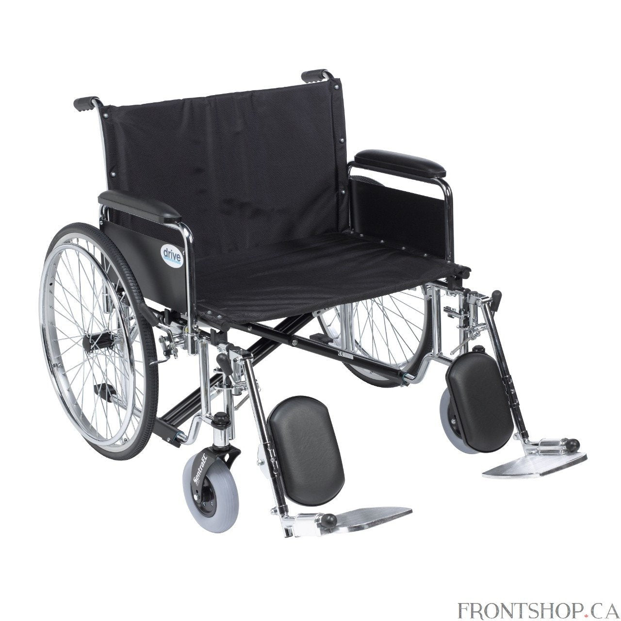 EA/1 SENTRA EC HEAVY-DUTY XX-WIDE BARIATRIC WHEELCHAIR W/ DETACHABLE DESK ARMS & ELEVATED LEG RESTS 20" x 26" SEAT CARBON STEEL REINFORCED GUSSETS & DURABLE NYLON 8" CASTERS PUSH-TO-LOCK (700LBS) - Home Health Store Inc