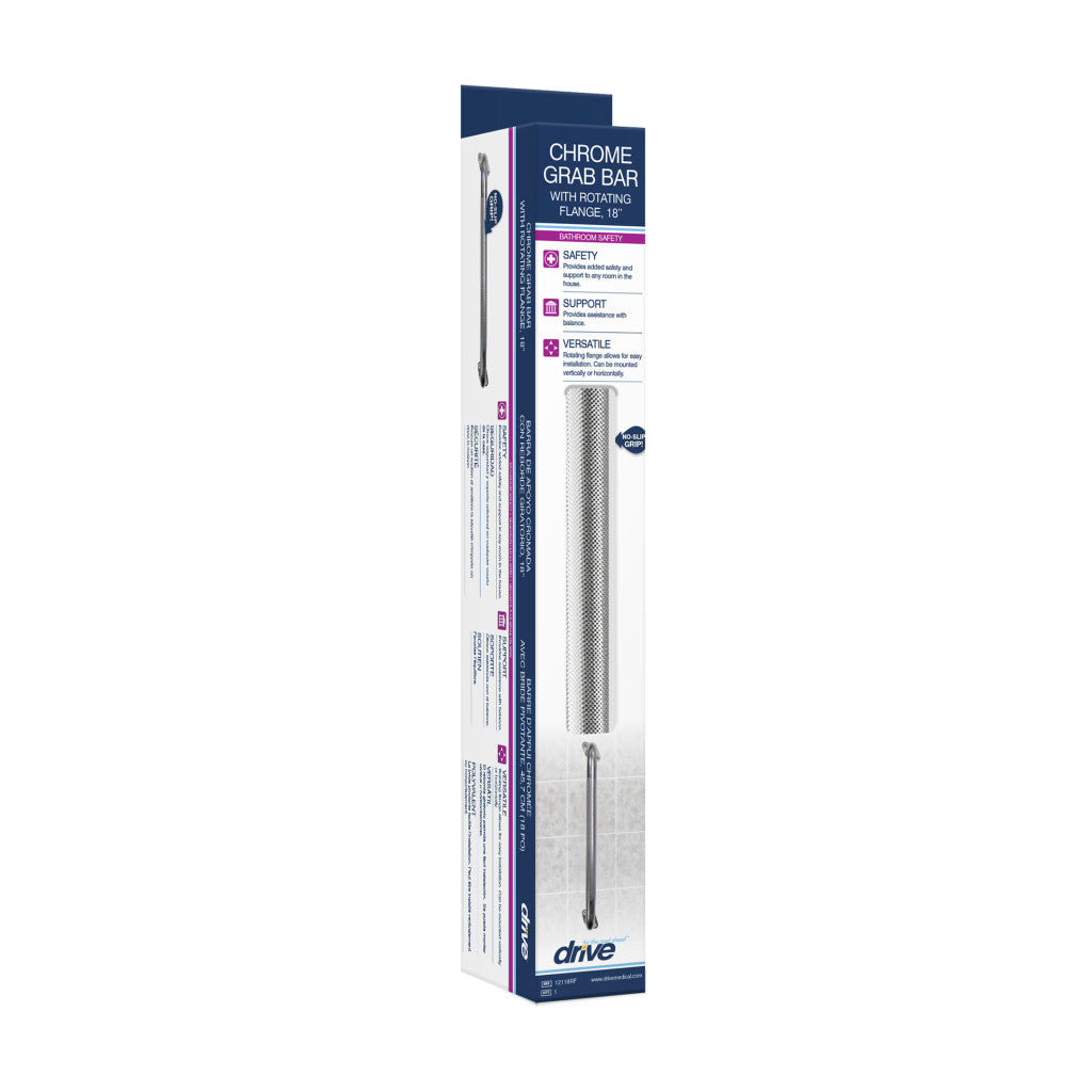 Chrome Knurled Grab Bar with Rotating Flange