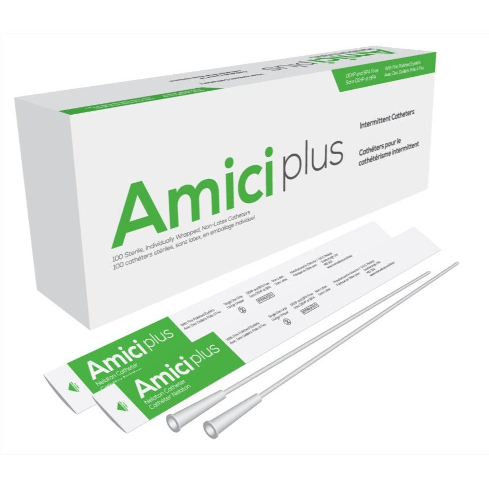 Amici Plus Tiemann Intermittent Catheters, 16in - Box Of 100