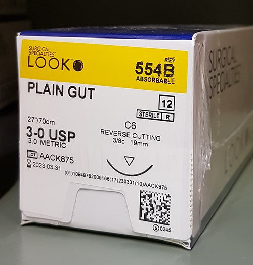 LOOK" PLAIN GUT, 4-0, 45CM, C6, 3/8 CIRCLE, REVERSE CUTTING, 19MM