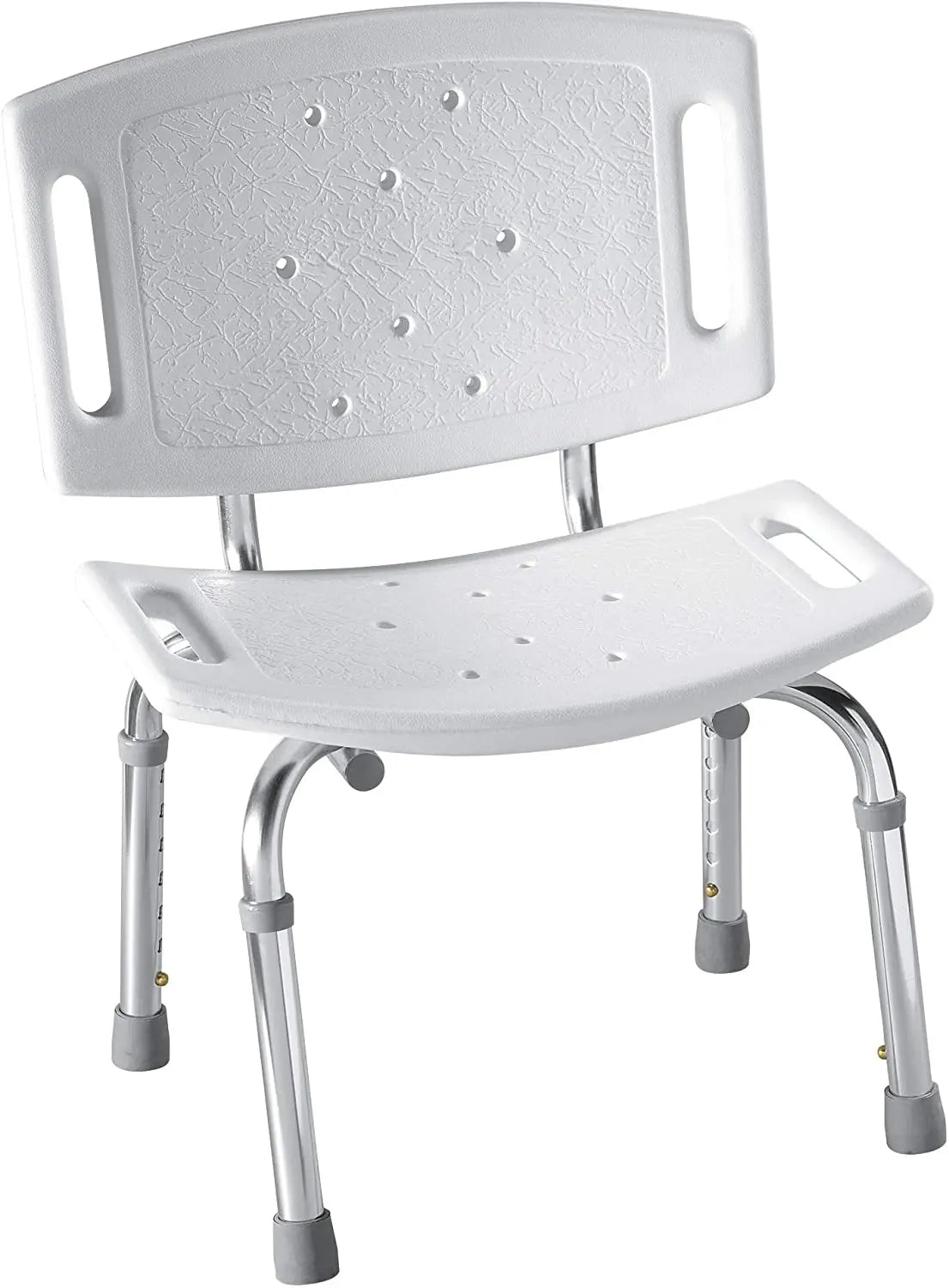 Homecare Glacier Shower Chair White Adjustable (17-21") No-Slip Drainable Seat W/ Heavy Duty Anodized Legs (Non-Returnable) - Ea/1 - Home Health Store Inc