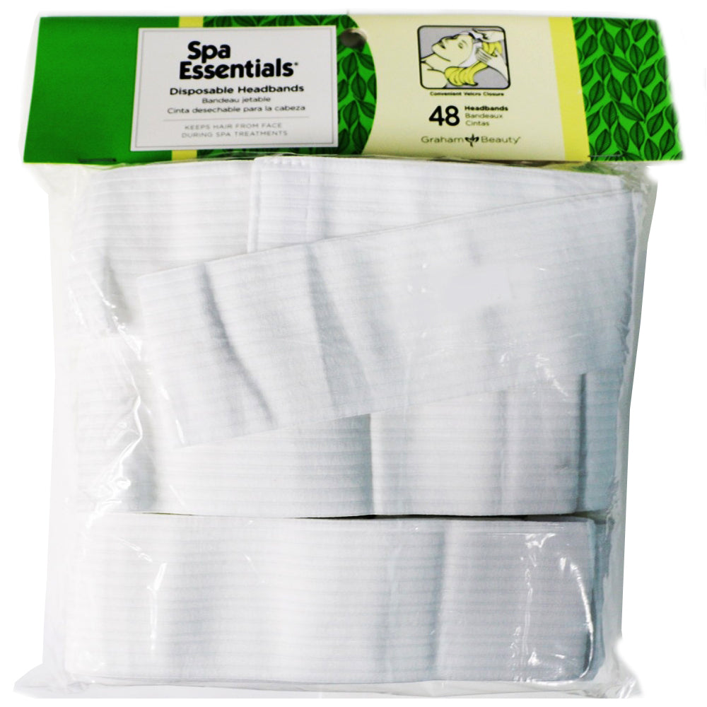 Headbands, 16" White, Disposable, 48/pkg
