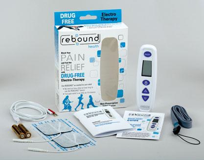 BML KBTR6 EA/1 BIOMED REBOUND OTC TENS DEVICE (BTR) W/ 2IN X 2IN SELF-ADHESIVE REUSABLE ELECTRODES (EESQ2PK), CONNECTING CABLE(L00022) & CARRYING STRAP, BATTERIES & INSTRUCTION MANUAL