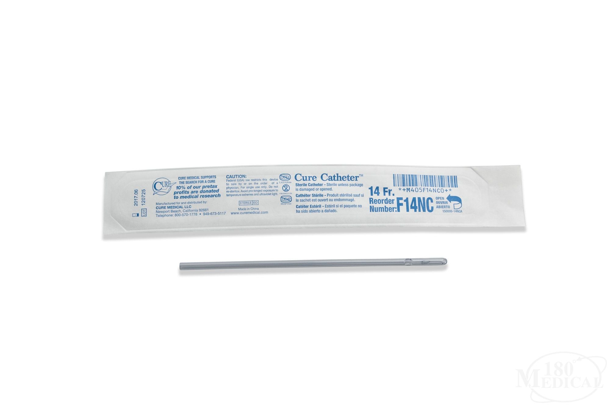 CURE F14NC BX/30 CURE INTERMITTENT CATH FEMALE 14FR 6IN STRAIGHT TIP, NO CONNECTOR