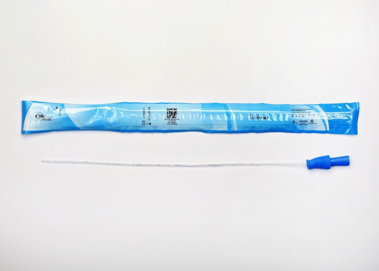 CURE ULTRA M8 BX/30 CURE INTERMITTENT MALE CATH 16" PR-LUBRICATED STRAIGHT TIP 8FR