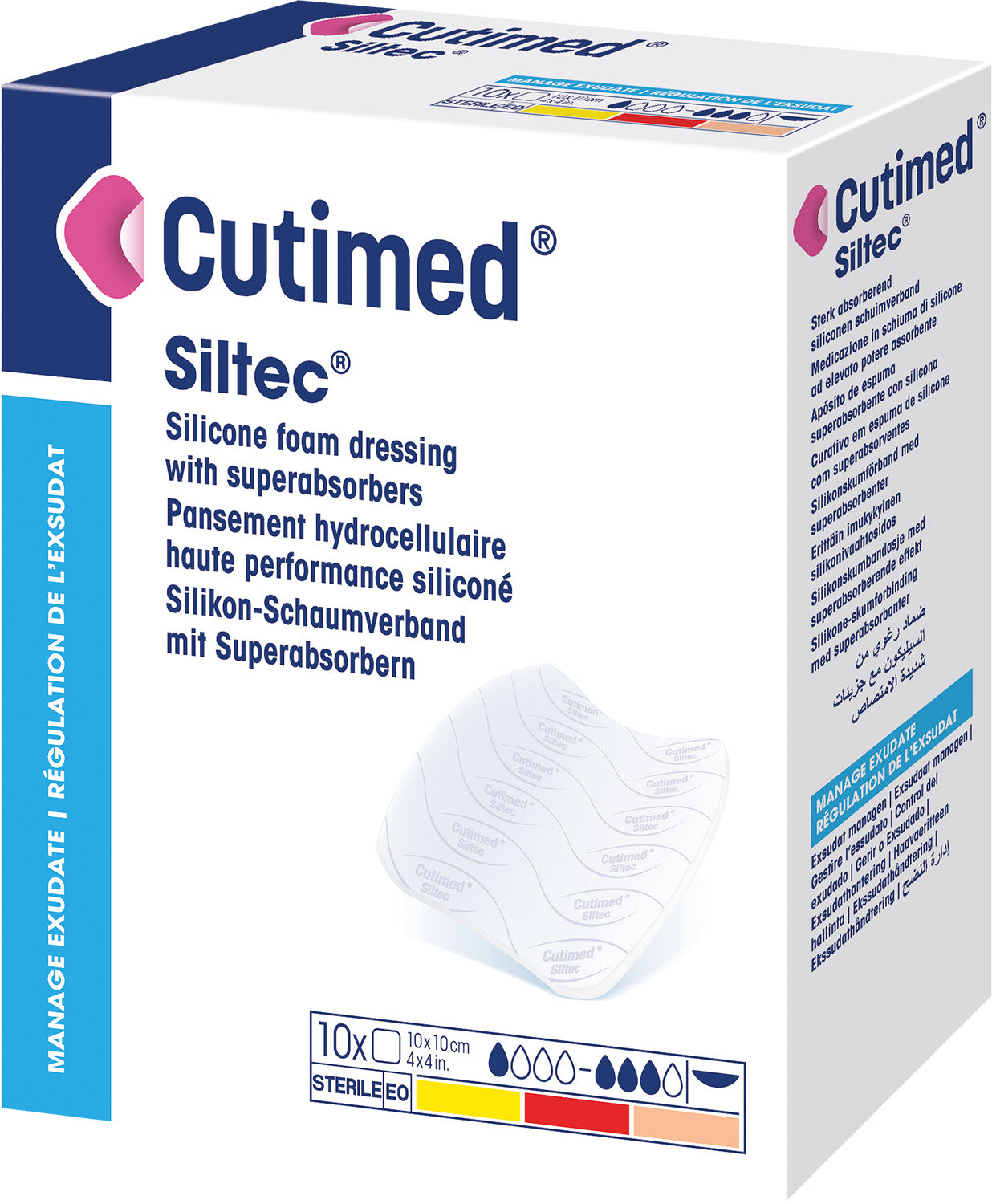 Cutimed Siltec Plus, White, 10cm X 10cm. - Box Of 10