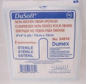 DUP 84916 (CS12)BX/25 TRACHEOTOMY/DRAIN SPONGE NON-WOVEN 4" X 4",6PLY
