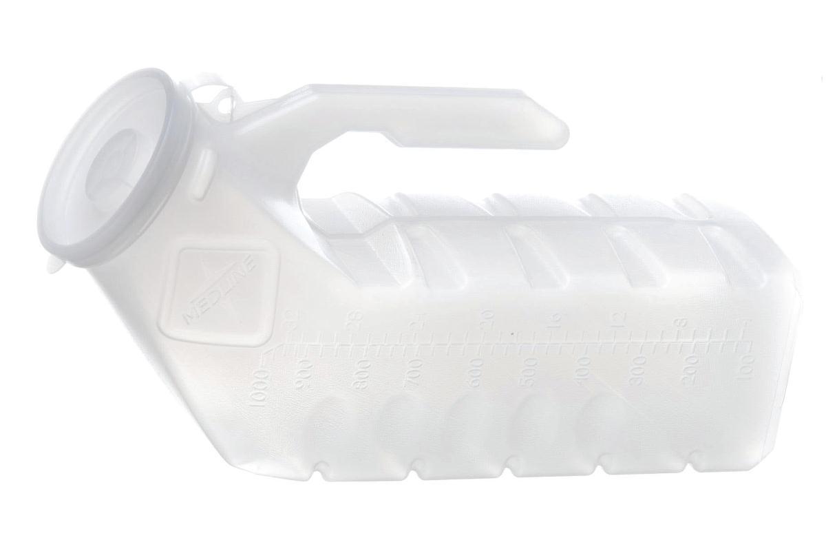 DYND 80235S 1/EA URINAL MALE DELUXE W/LID TRANSLUCENT PLASTIC, SINGLE USER