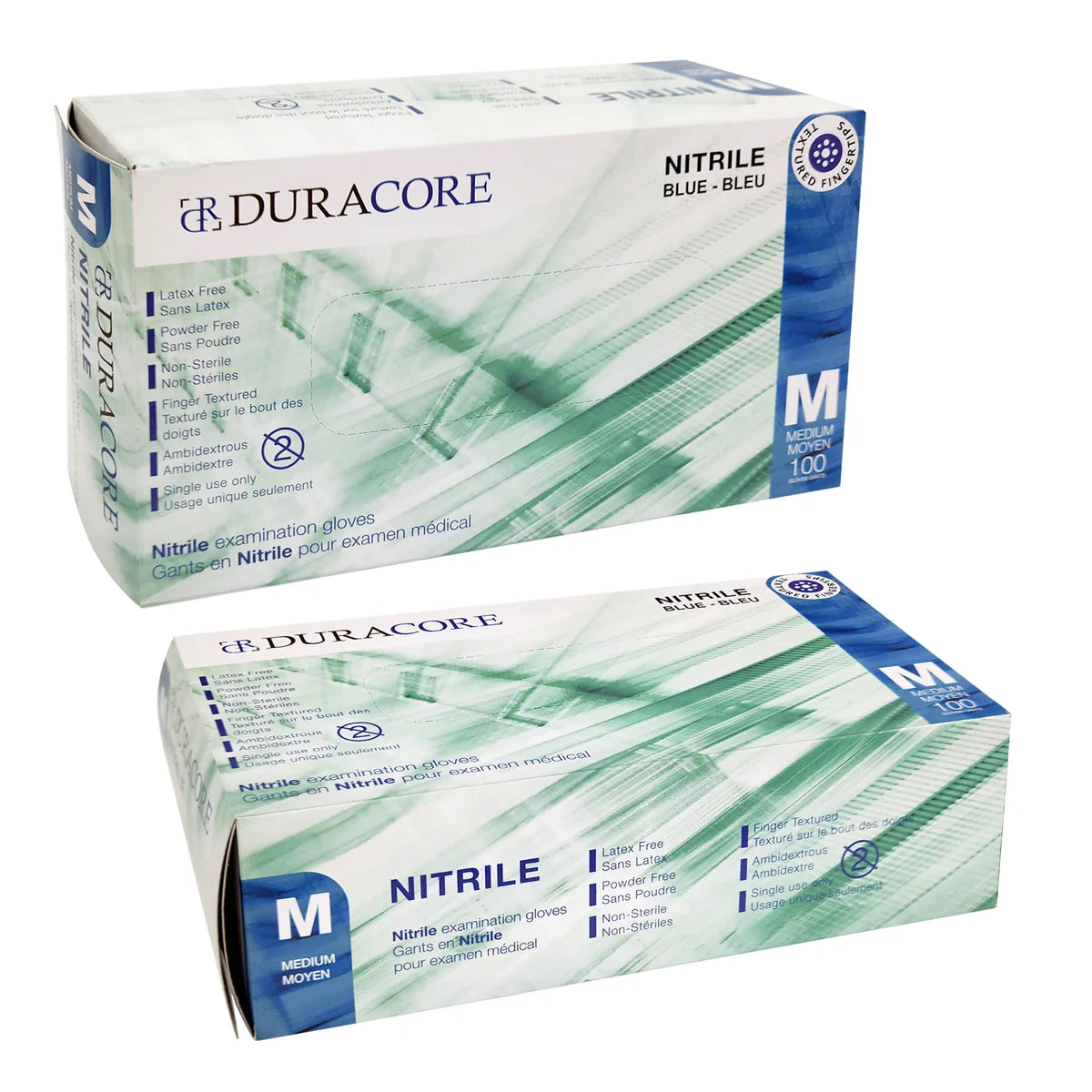 DURACORE NITRILE EXAMINATION GLOVES, Non-sterile, POWDER FREE, MEDIUM - Box of 100