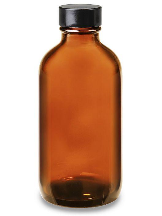 GD S-15649 CS/24 BOSTON ROUND GLASS AMBER BOTTLES, 4OZ