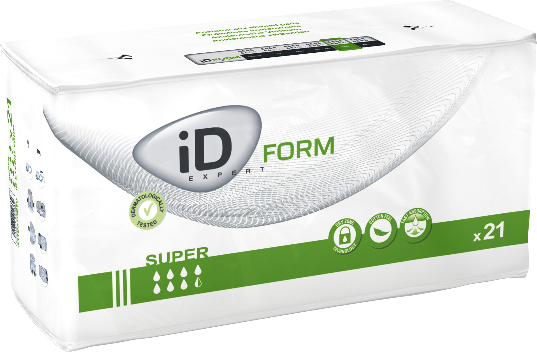 ID 5310375210 CS/4 (21/PKG) ID FORM SUPER SHAPED PADS, 2 PIECE SYSTEM, SIZE 3, 3200 ML ABSORBENCY