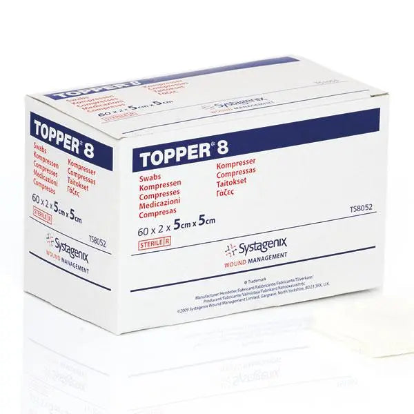 JNJ TS8052 (CS24) BX/120 TOPPER® 8 SWABS (4 PLY, STERILE) 5CM X 5CM