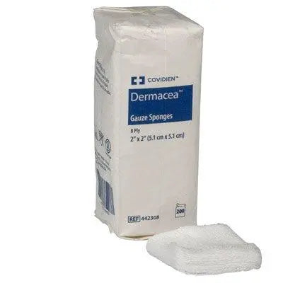 KND 442308 (CS/25) PKG/200 DERMAEA GAUZE SPONGES, 8 PLY, 2IN X 2IN, NON-STERILE