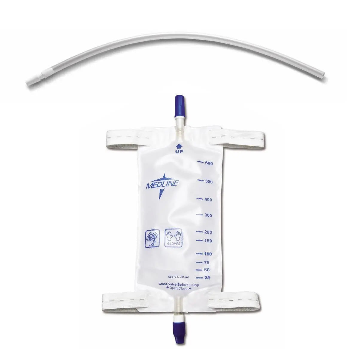 MDL URO12575 (CS/40) EA/1 URINARY LEG DRAINAGE BAG WITH ELASTIC STRAP, 18" EXTENSION TUBING, MEDIUM, 20OZ