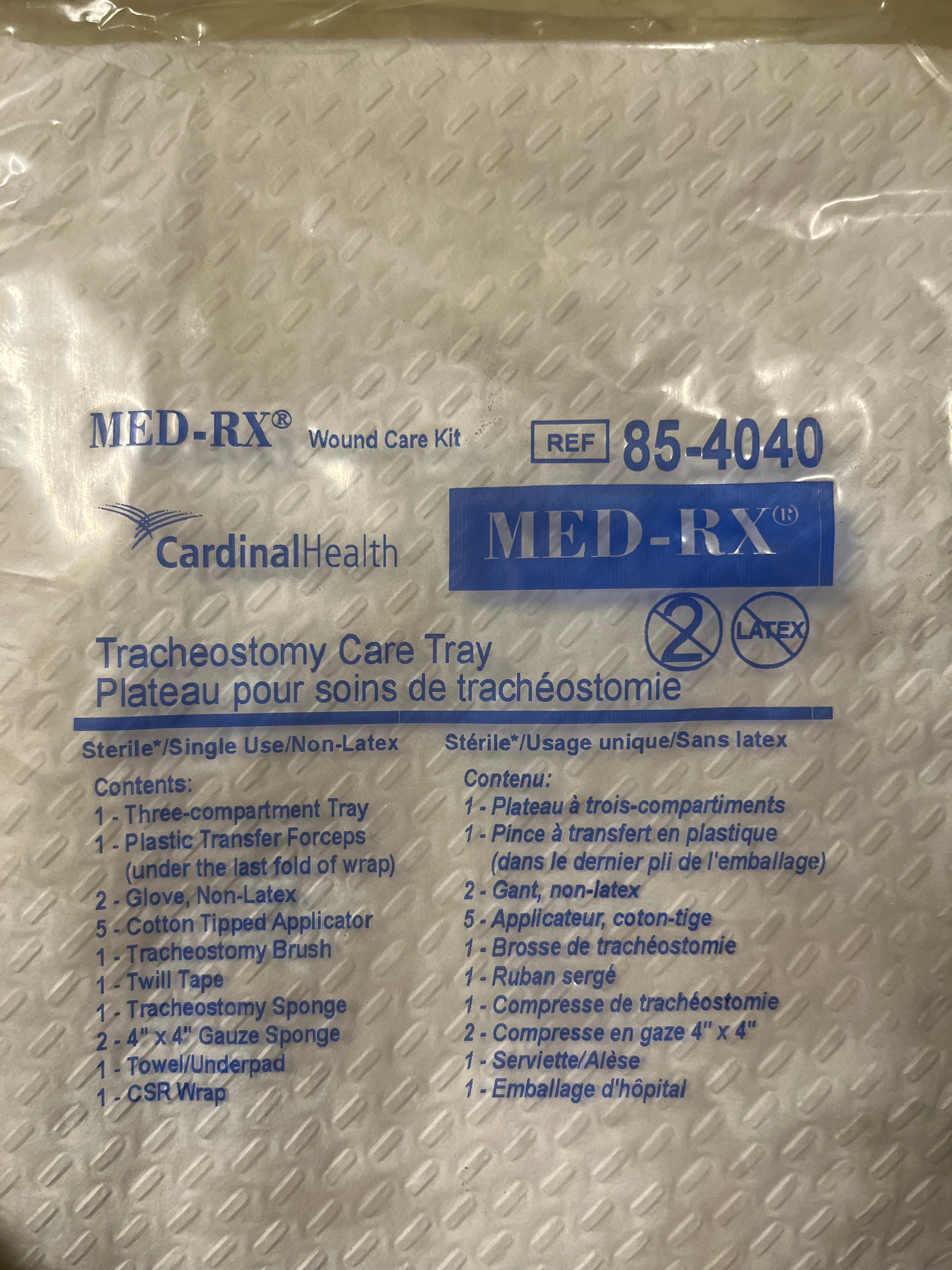 Plateau de soins trachéaux, stérile, sans latex - Ea/1