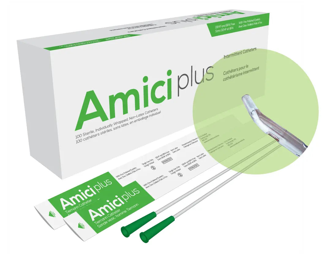OOS 5714 BX/100 AMICI PLUS TIEMANN INTERMITTENT CATHETERS, SIZE 14FR 16IN