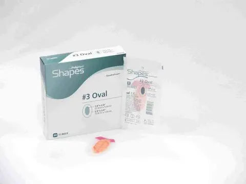 PLM 8023 (CS5) BX/20 POLYMEM QUADRAFOAM DRESSING WITHOUT SILVER, #3, 2" X 3", OVAL.