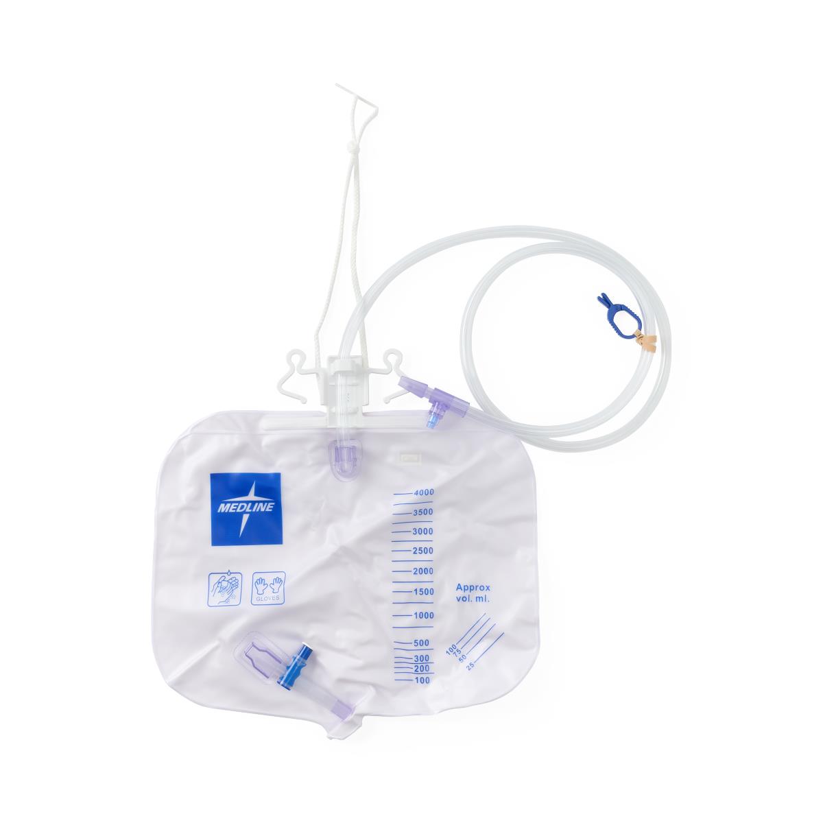 Drainage Bag, 4000ml, Anti-Reflux Tower With Slide-Tap, Sterile, Luer Lock - Ea/1