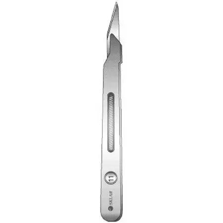 SKL 06-3111 BX/10 STAINLESS STEEL SURGICAL BLADE WITH HANDLE, SIZE 11, STERILE