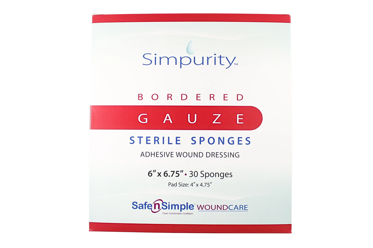 Bordered Gauze Sterile Sponges - 6" x 6.75" - Box of 30