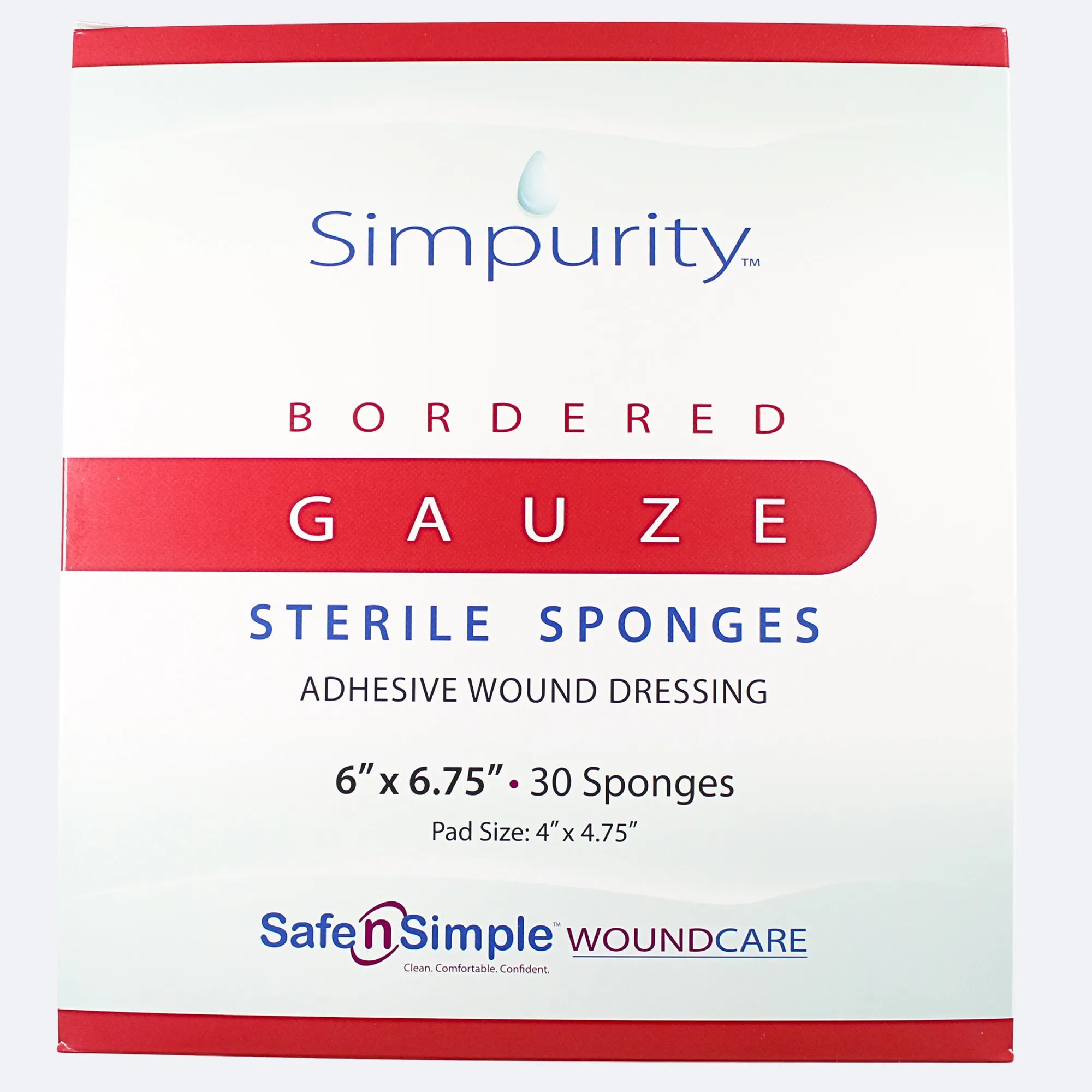 Simpurity Boarded Gause Adhesive Wound Sterile Dressing 6"x6.75" - 1/Each