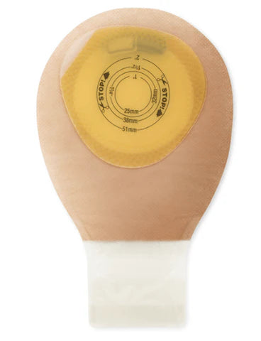 Premier One-Piece Drainable Pouch, Cut-to-Fit Stoma Opening up to 2-1/8" (55mm), Beige 7" (18cm), Lock 'n Roll Closure - Box of 20