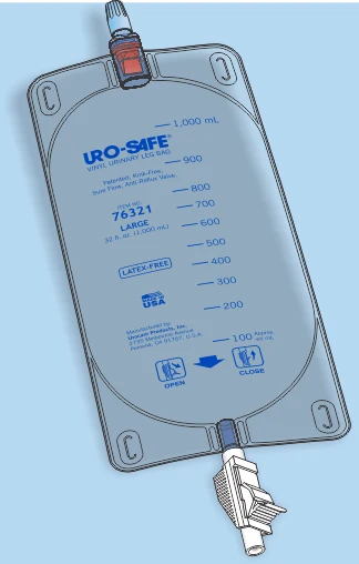 Uracare Disposable Vinyl Leg Bag With Thumb Clamp, Size 32 Oz (Large)