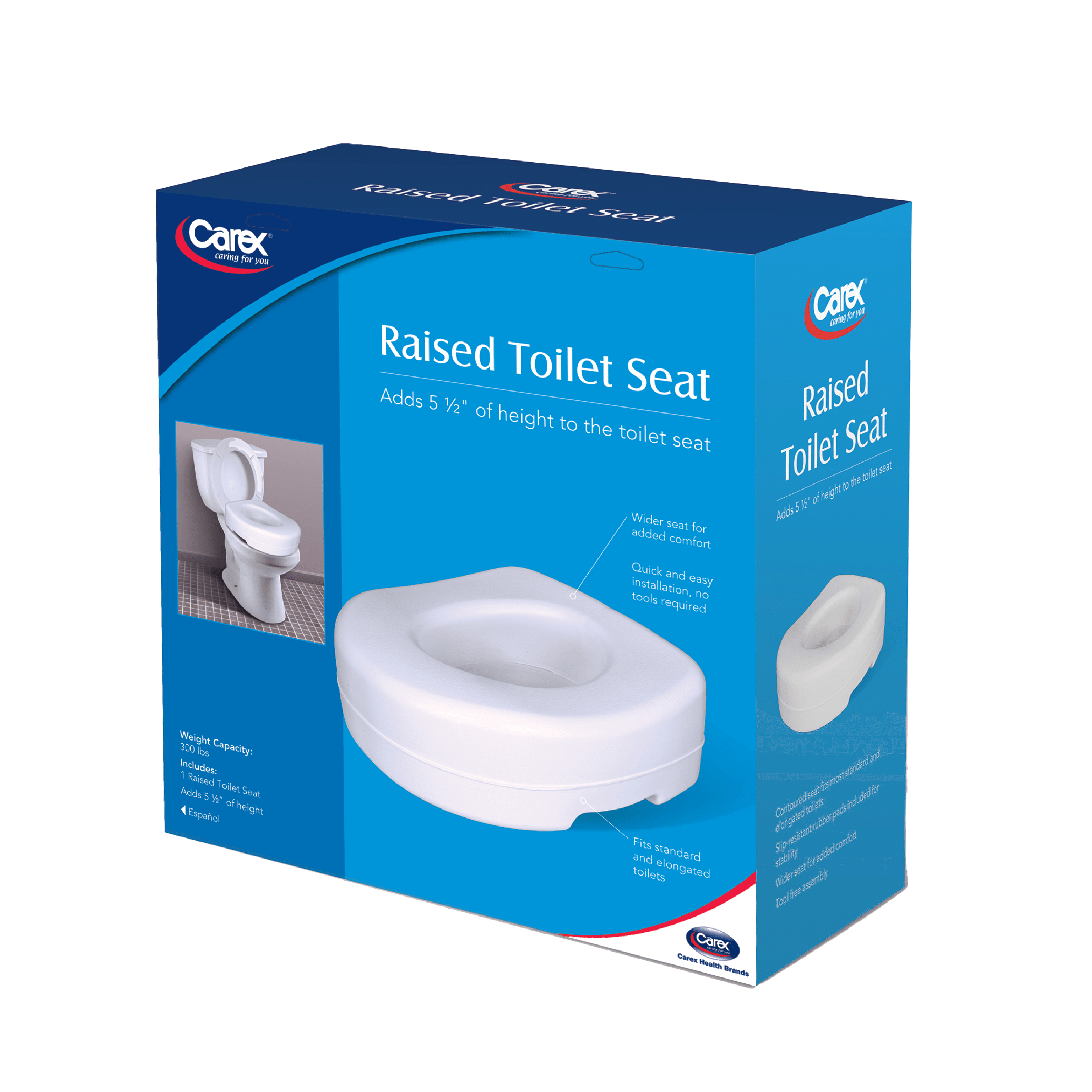 Carex Raised Toilet Seat with Rubber Pads