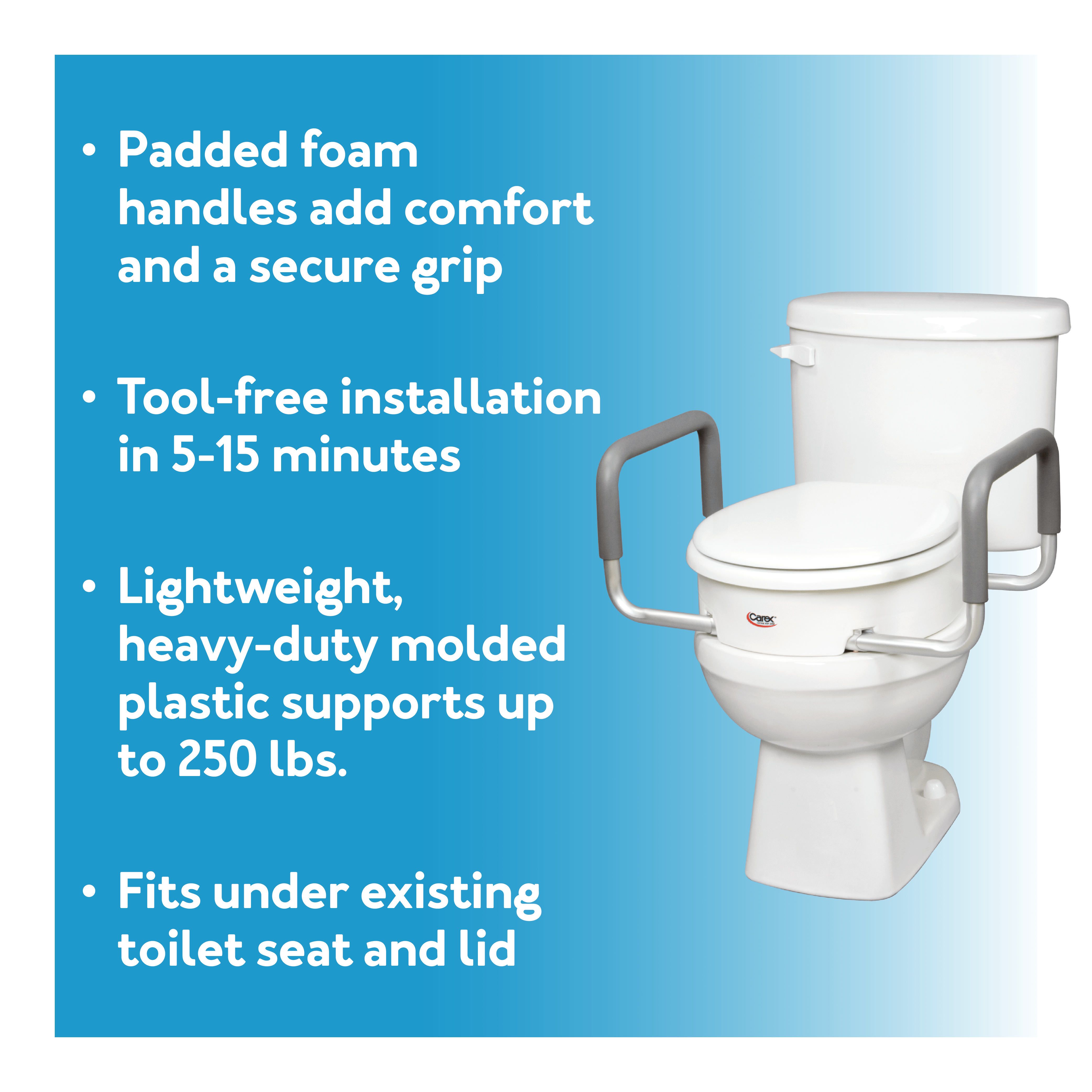 Carex Toilet Seat Elevator with Removable Arms