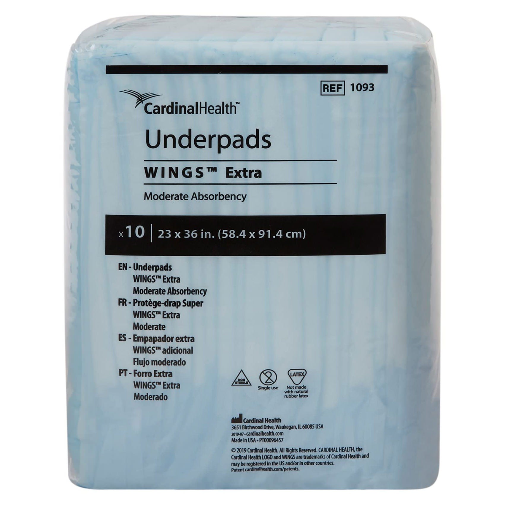 Kendall Disposable Fluff Underpad, Light Absorbency 23" X 36" , Blue