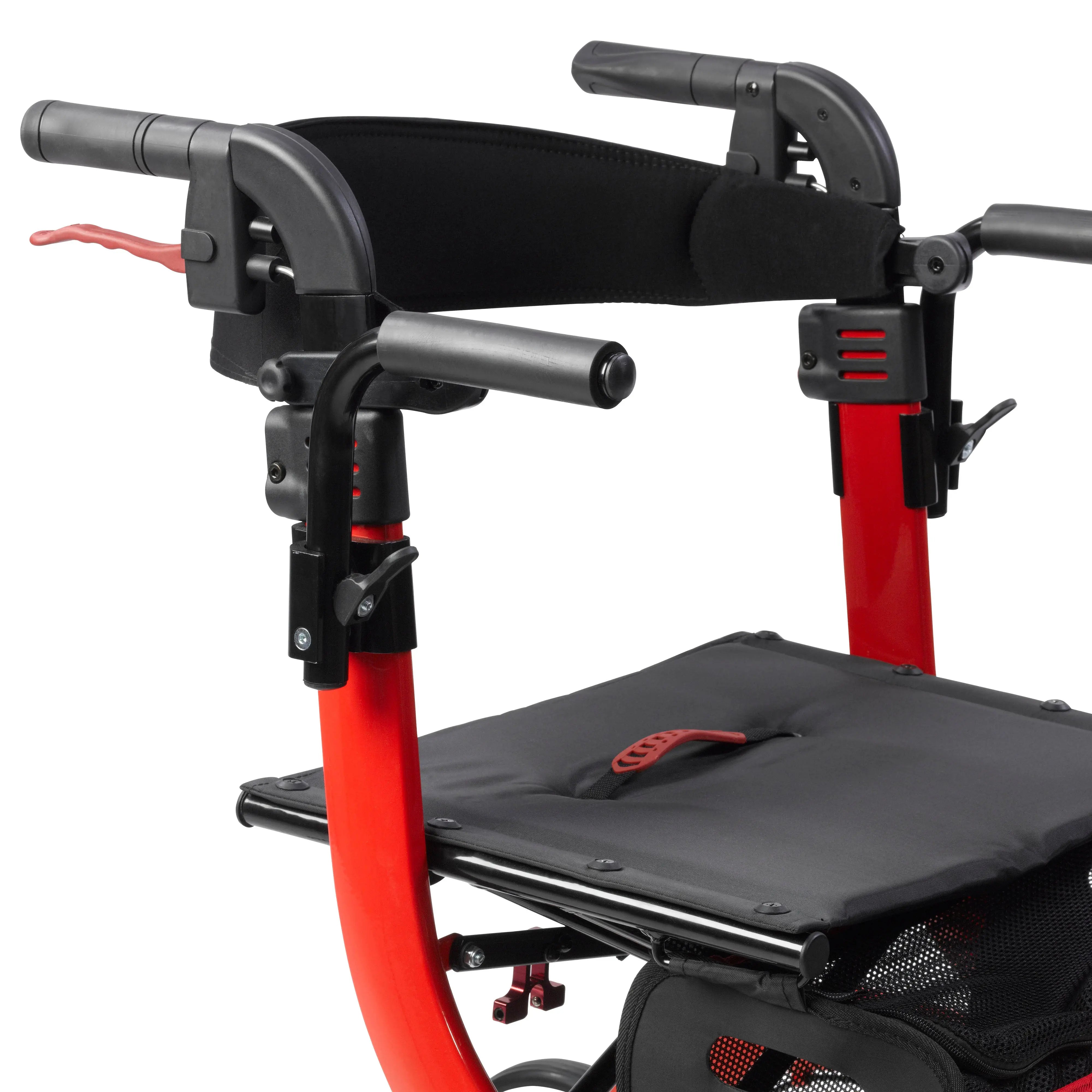 Nitro Duet Dual Function Transport Wheelchair and Rollator Rolling Walker, Red - Home Health Store Inc