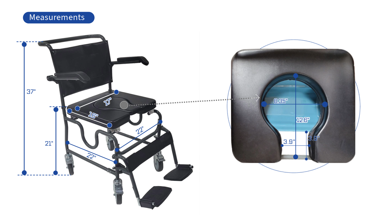 Mobb 4-Way Padded Steel Commode Chair with Wheels