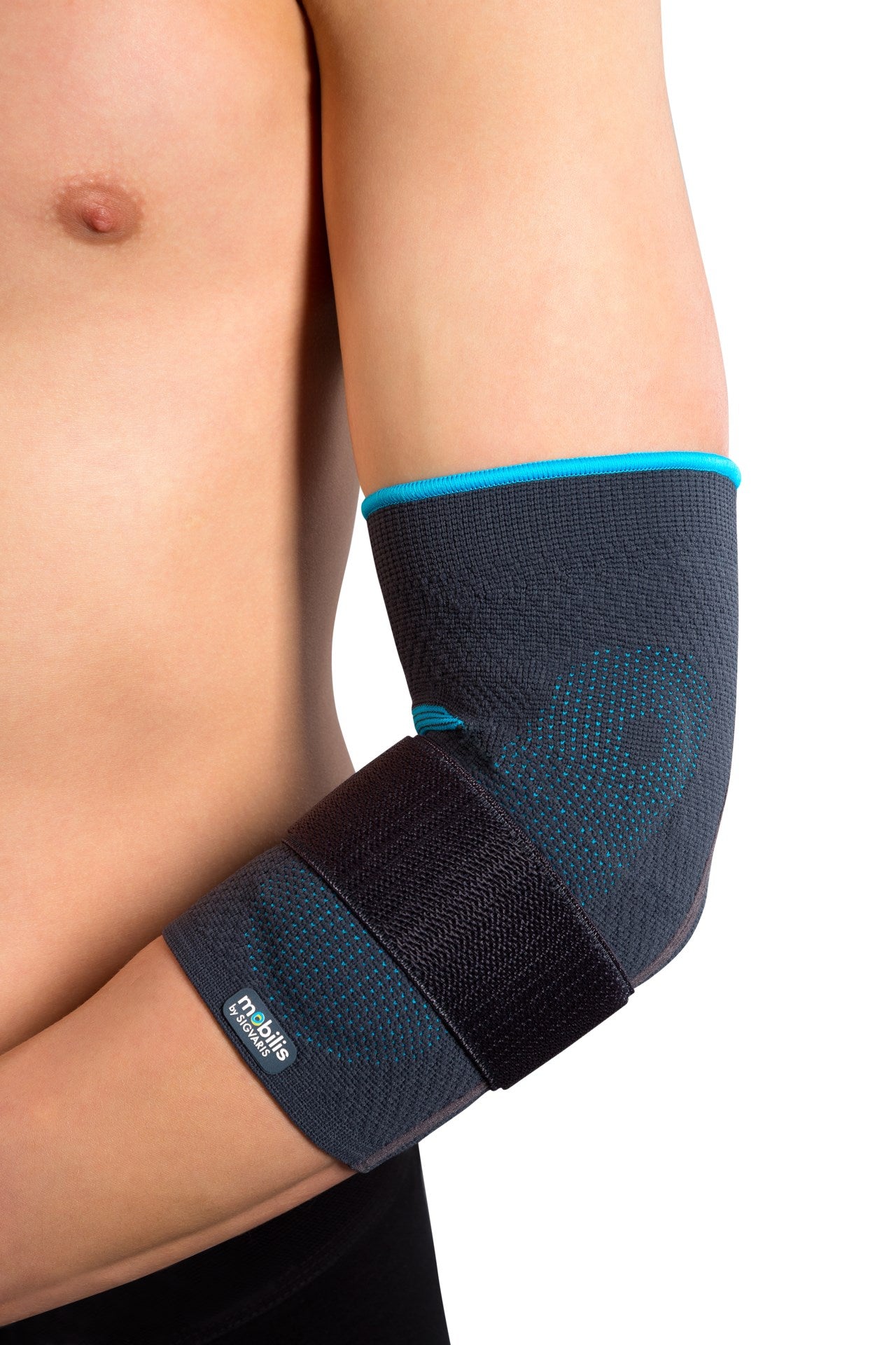 MOBILIS EpiActive - Adjustable, anatomically contoured compression elbow brace with silicone pads