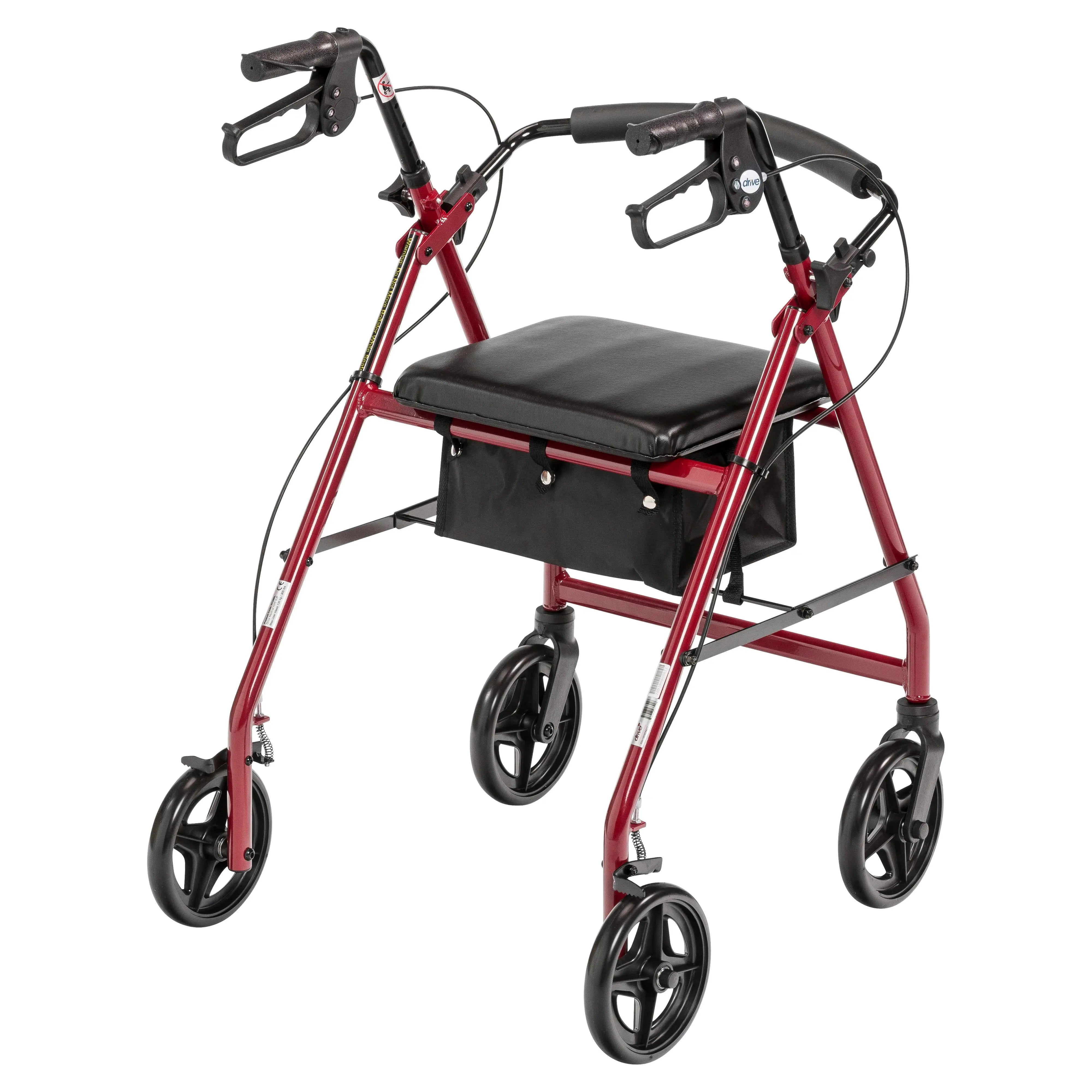 Aluminum Rollator Rolling Walker with Fold Up and Removable Back Support and Padded Seat - Home Health Store Inc