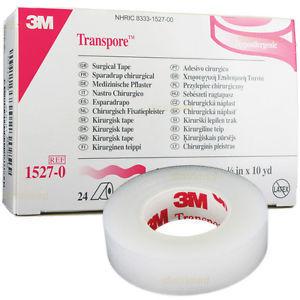 3M 1527-0 BX/24  3M  TRANSPORE SURGICAL TAPE 1/2IN X  10 YRDS