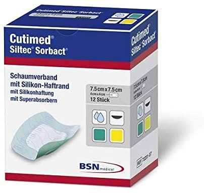Cutimed Siltec Sorbact Antimicrobial Foam Dressing W/Bacteria-Binding Action 15cm X 15cm - Box Of 10 - Home Health Store Inc