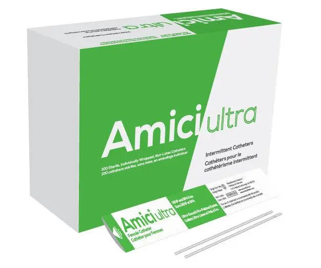 OOS 7608 BX/100 AMICI ULTRA FEMALE INTERMITTENT CATHETERS, SIZE 8FR 7IN.