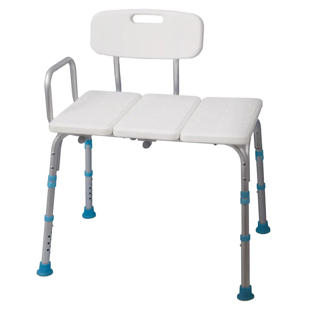 Adjustable Bath and Shower Transfer Bench with Reversible Backrest, Off White - Home Health Store Inc
