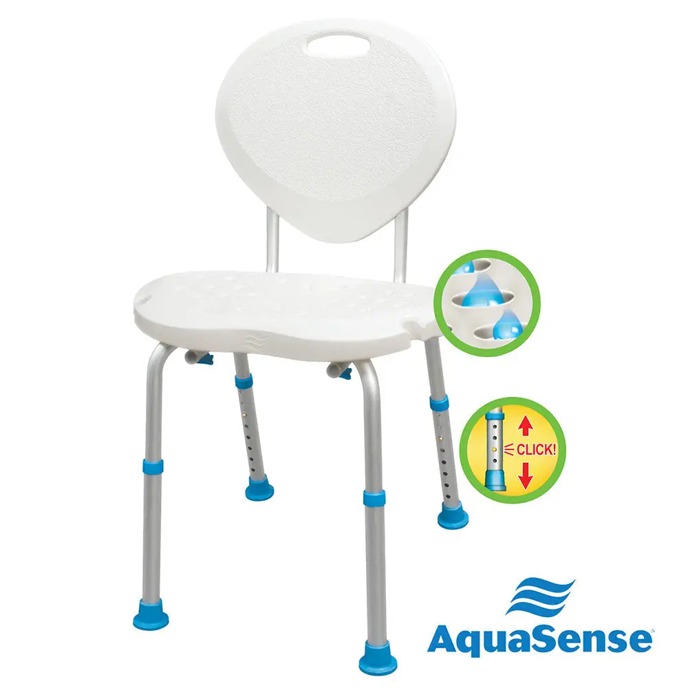 Adjustable Bath and Shower Chair with Non-Slip Comfort Seat and Backrest, White - Home Health Store Inc