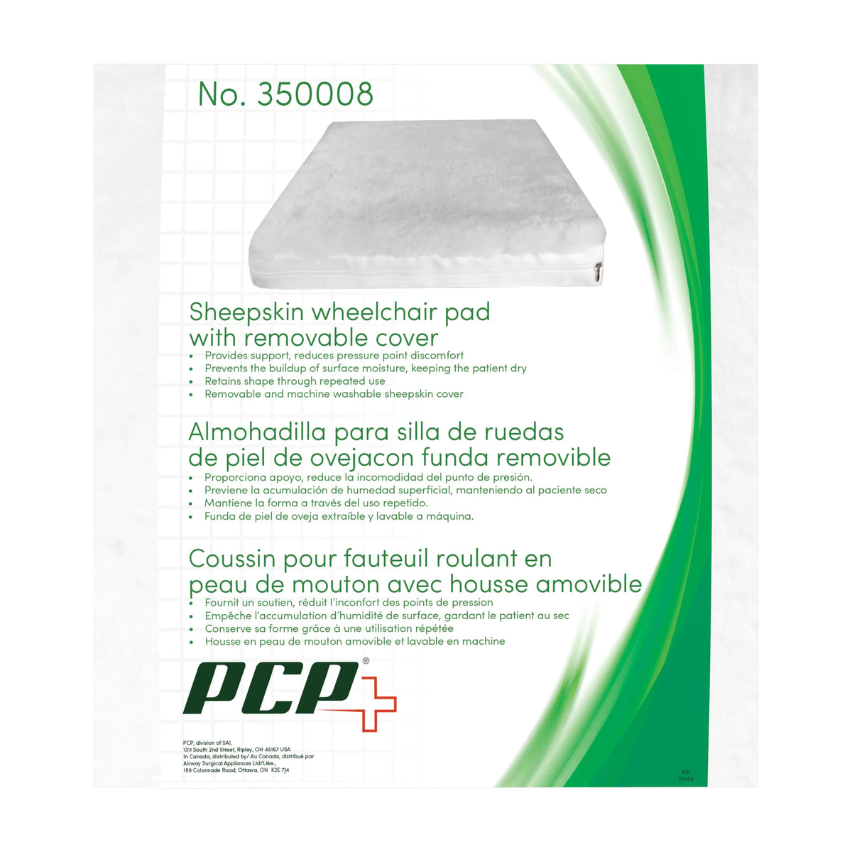 Sheepskin Wheelchair Cushion with Removable Cover