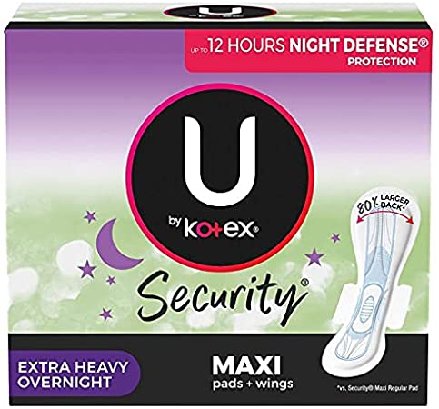 U by KOTEX® SECURITY* Thick Pads Extra Heavy Overnight Wing - Home Health Store Inc