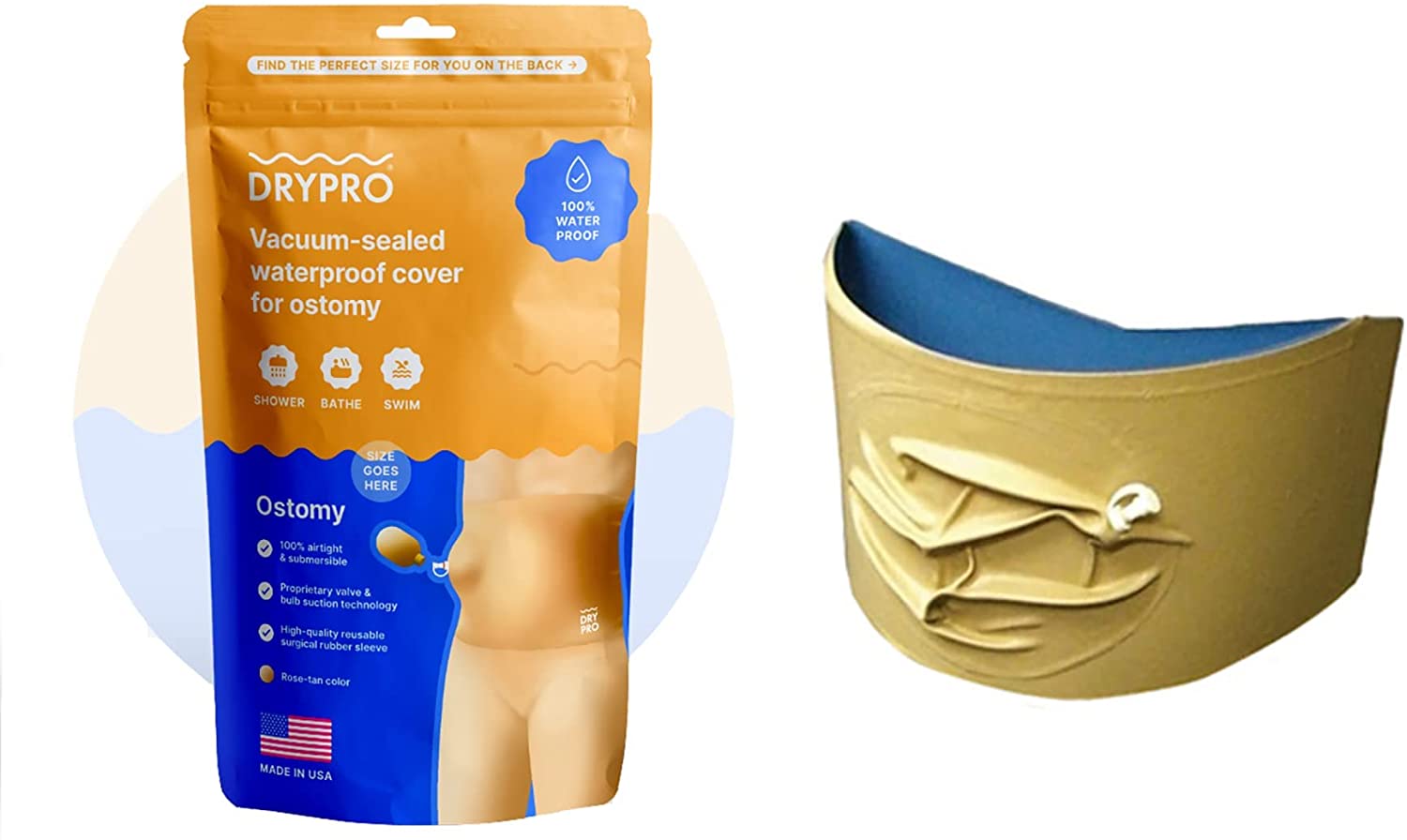Drypro Waterproof Ostomy Protector Small 30-34" Tan - Ea/1 - Home Health Store Inc