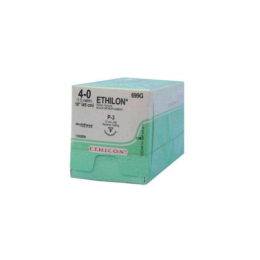 Ethilon Suture Ethilon Hylon Black Monofilament 4-0 18" P-3 36/Box