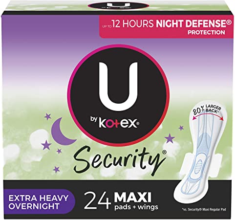 U by KOTEX® SECURITY* Thick Pads Extra Heavy Overnight Wing - Home Health Store Inc