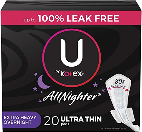 PKG/28 U by KOTEX® AllNighter® Extra Heavy Overnight Pads Wing - Home Health Store Inc
