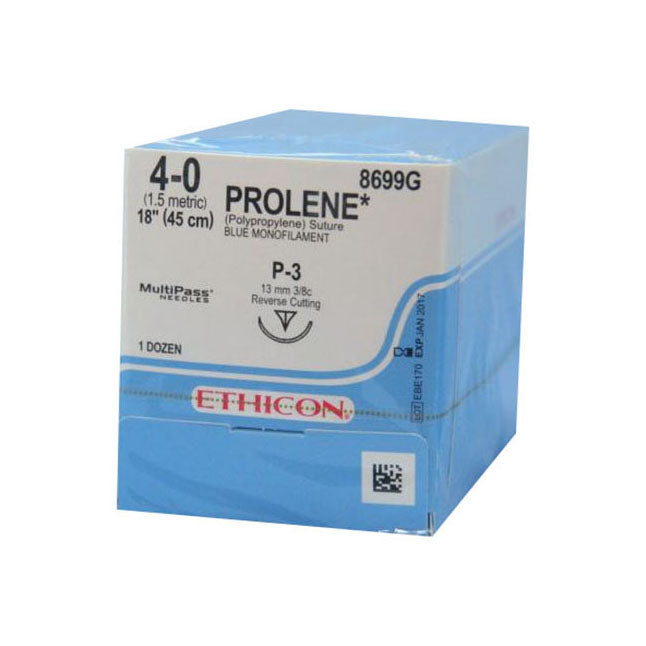 Suture Plastic P-3 Sz 4, 18 in Prolene Blue Mono 12EA/BX