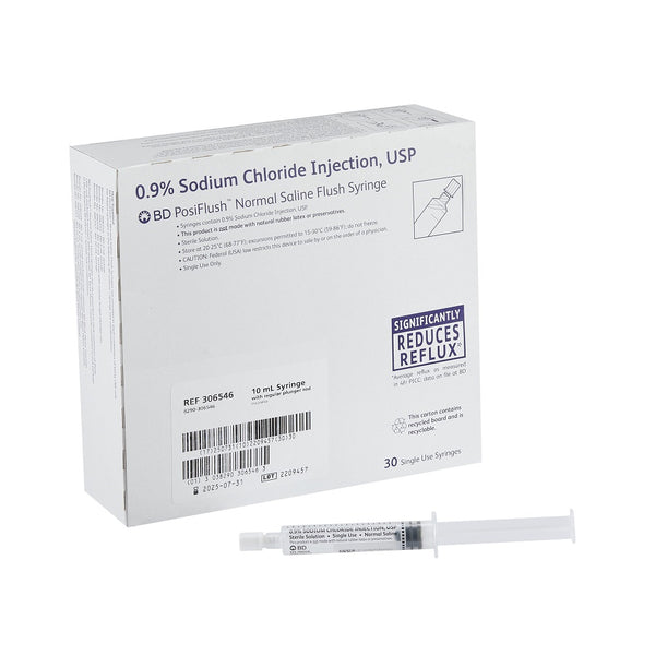 Posiflush Pre-filled Luer-Lock Sterile Saline Syringe 10ml  - Box of 30