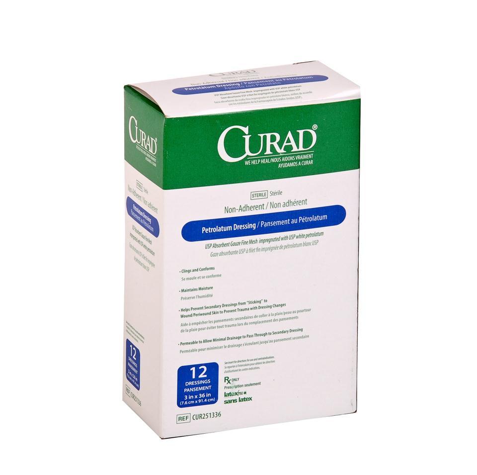 CUR 251180 BX/50 CURAD PETROLATUM GAUZE DRESSING 1IN X 8IN