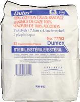 DUP 77782 (CS/8) PK/12 DUTEX 100% COTTON 2 PLY CONFORMING BANDAGE 3IN x 4.1YDS