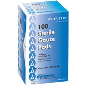 DYN 3354 BX/100 GAUZE PAD 4" x 4" 12-PLY SELF-ADHERENT STERILE